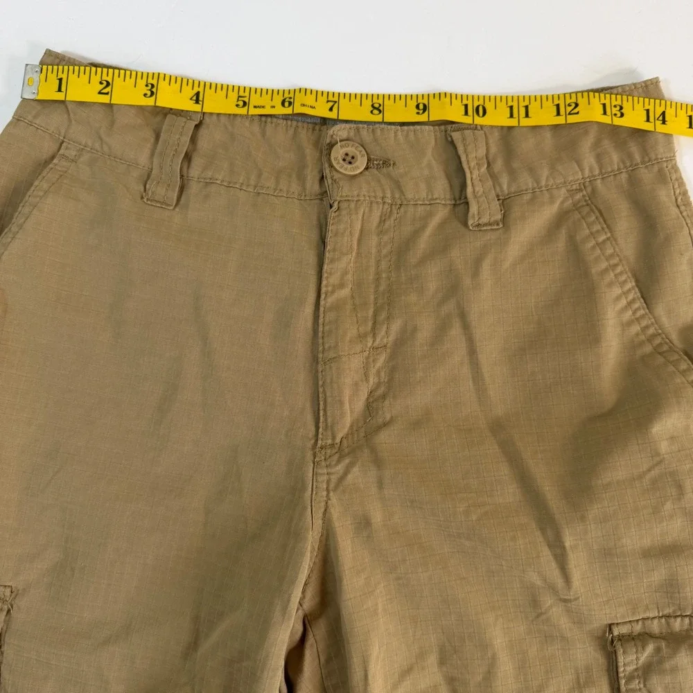 No Fear Cargo Shorts 28 Khaki‎ Tan Y2K Skate Utility Ripstop Tactical Streetwear